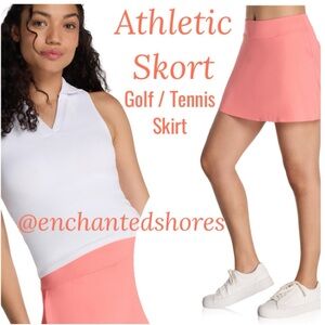 Athletic Skort Sports Golf Tennis Skirt Spandex Shorts Sunkissed Coral Size Med
